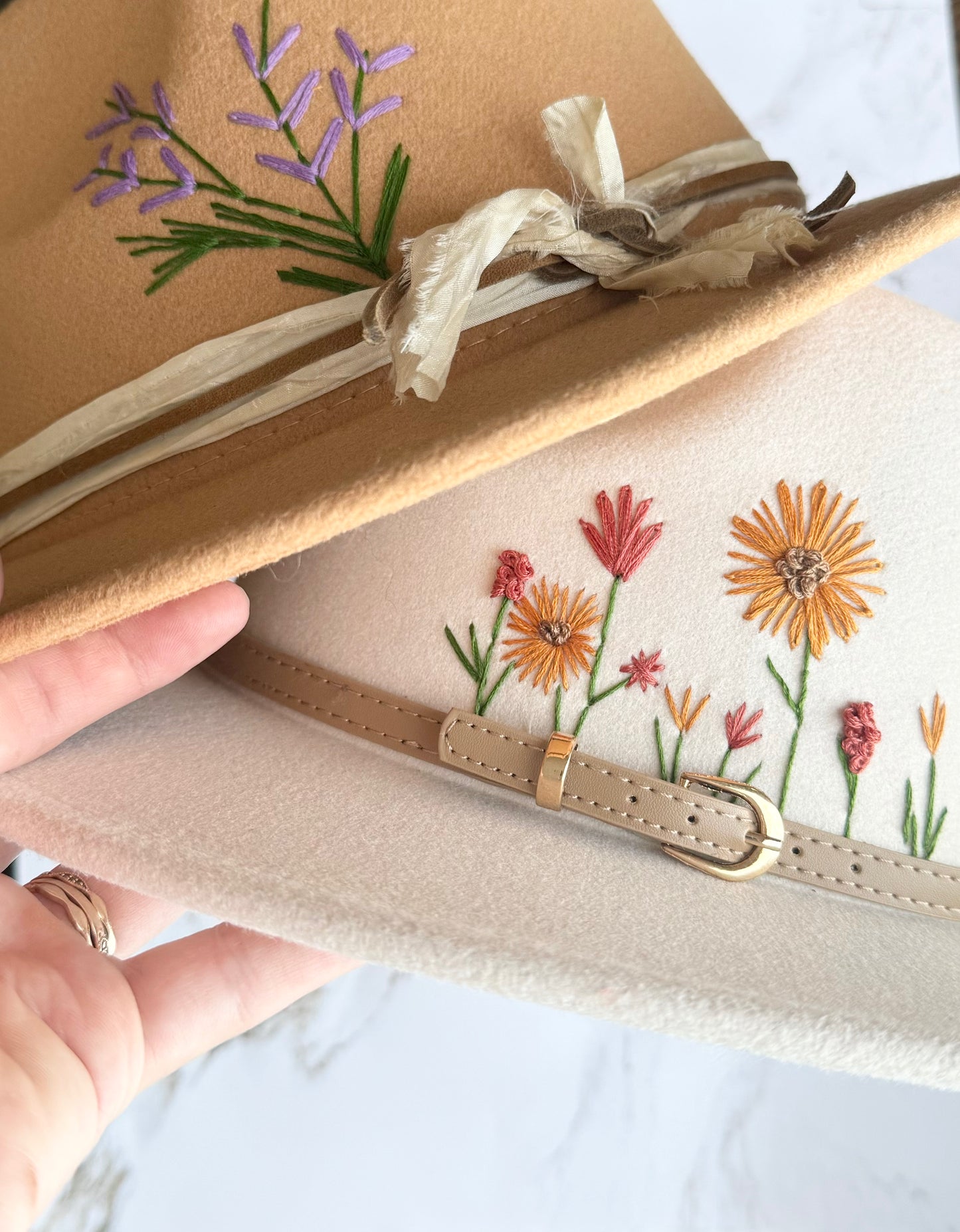 Hand Embroidered Wide Brim Felt Hat