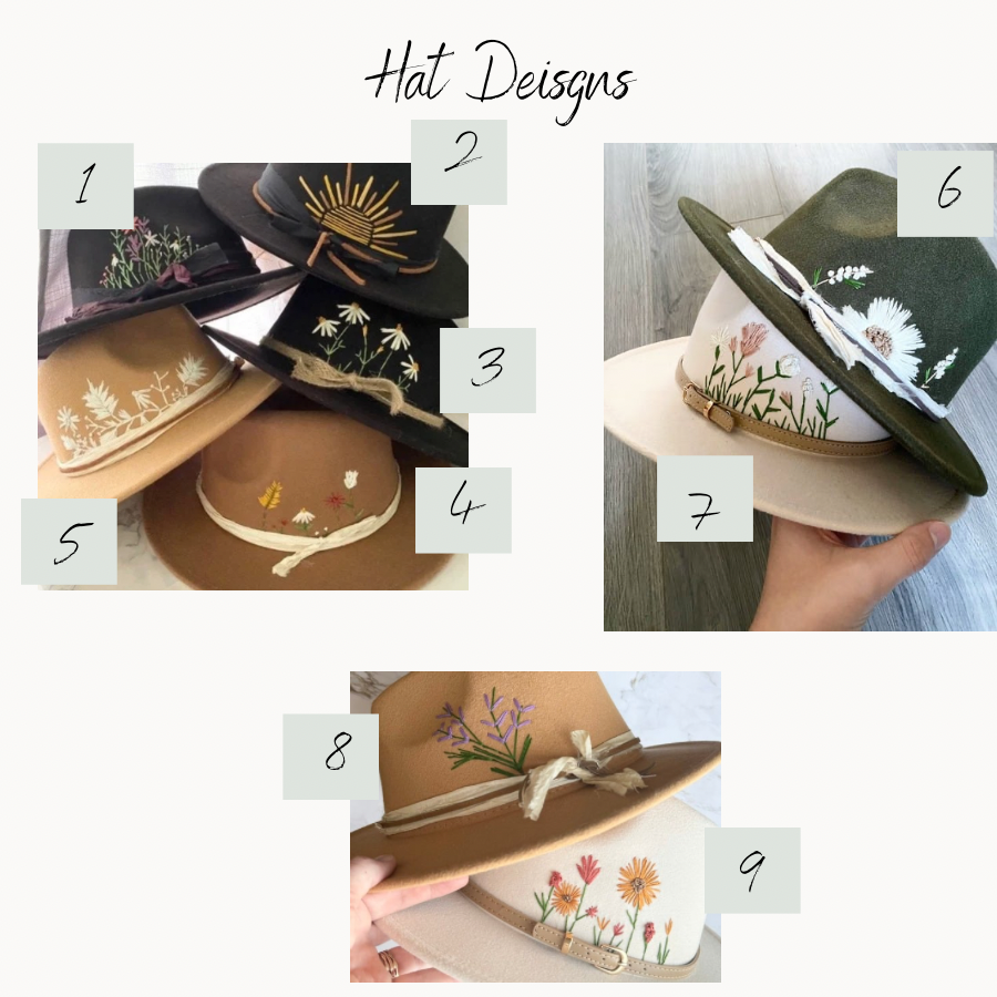 Hand Embroidered Wide Brim Felt Hat