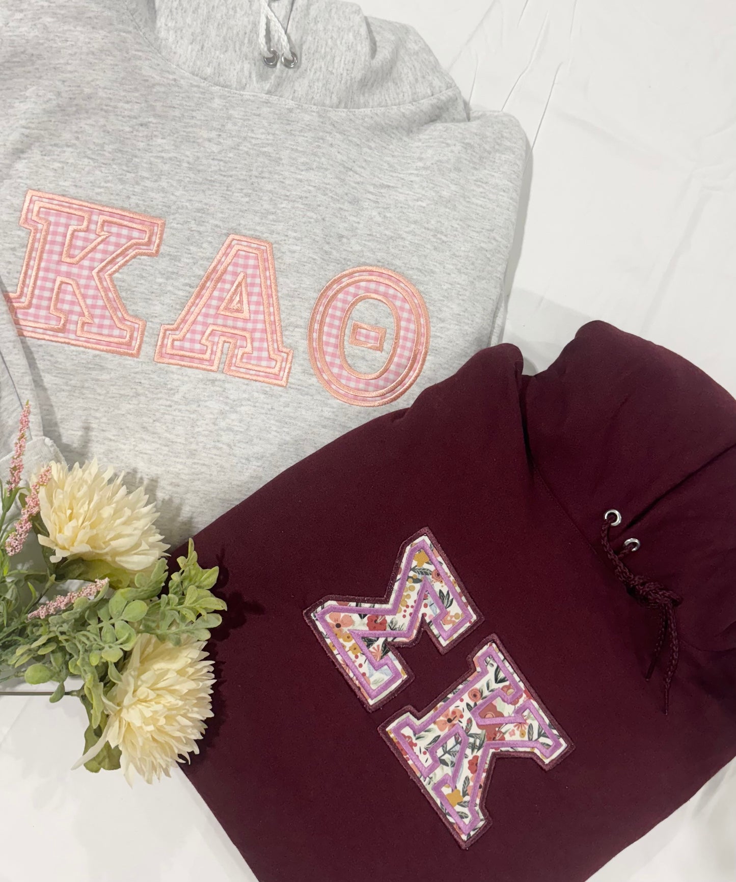 Custom Sorority Greek Letter Applique Embroidered Sweatshirt